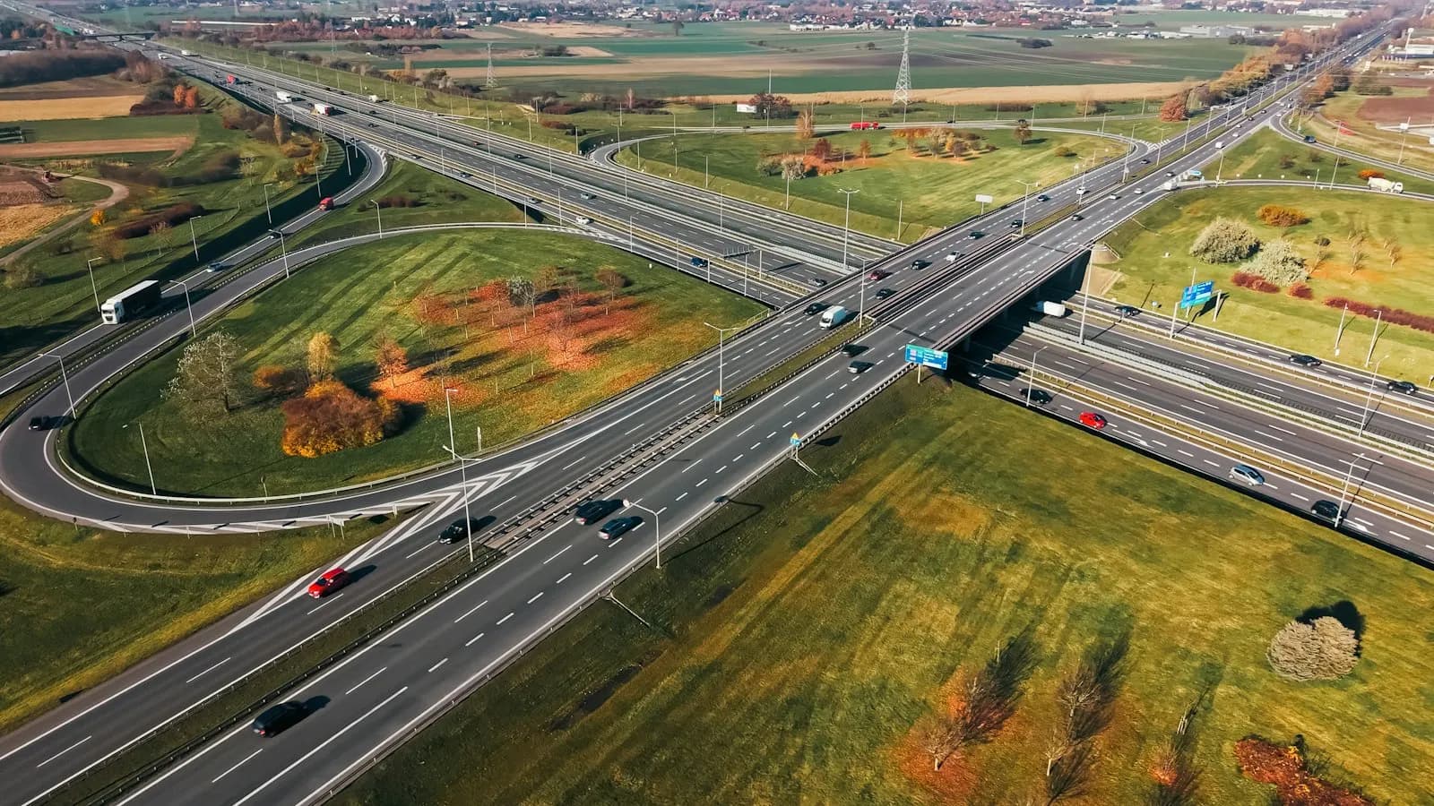 Węzeł autostradowy z lotu ptaka