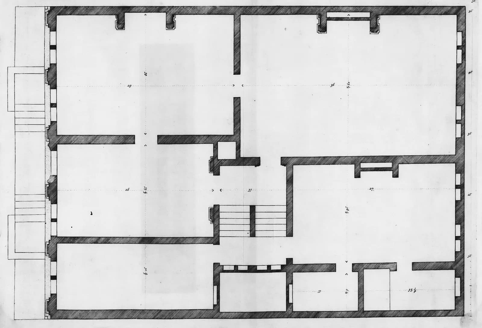 Rzut budynku na planie architektonicznym